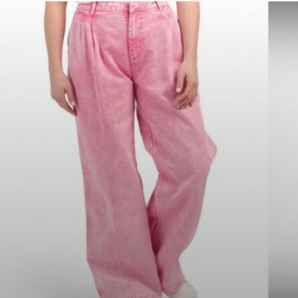 House Of Harlow 1960 Nicole Richie Pink Acid Wash Pleated Wide Leg Jeans Size 28